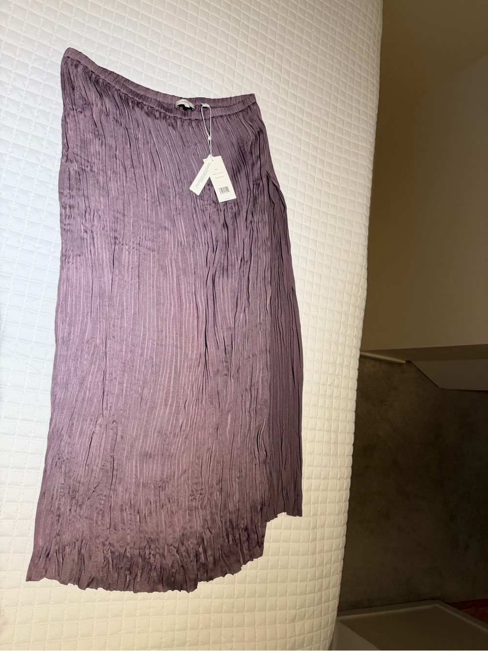Vince Purple Crinkle Midi Skirt